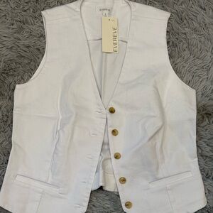 Evereve Classic White Denim Vest